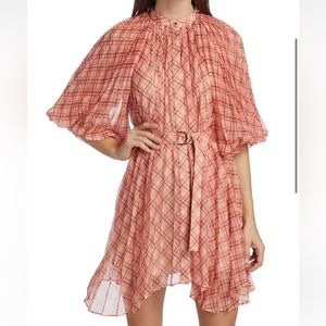 Acler Plaid Pleated Mini Dress